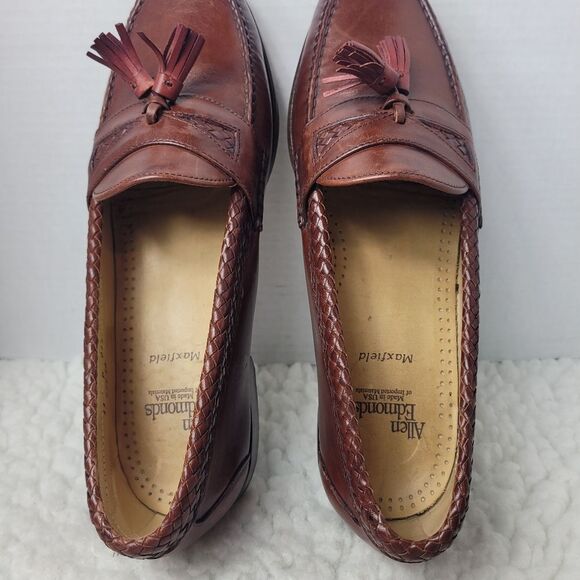 Allen Edmonds Maxfield Men\'s Slip-On Loafer Size 11 Brown Leather Tassel Braid main image 7